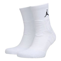 Air Jordan Ultimate Flight 2.0 Flying Man Logo Basketball Training Mid Tops Socks One Pair White SX5855-101
