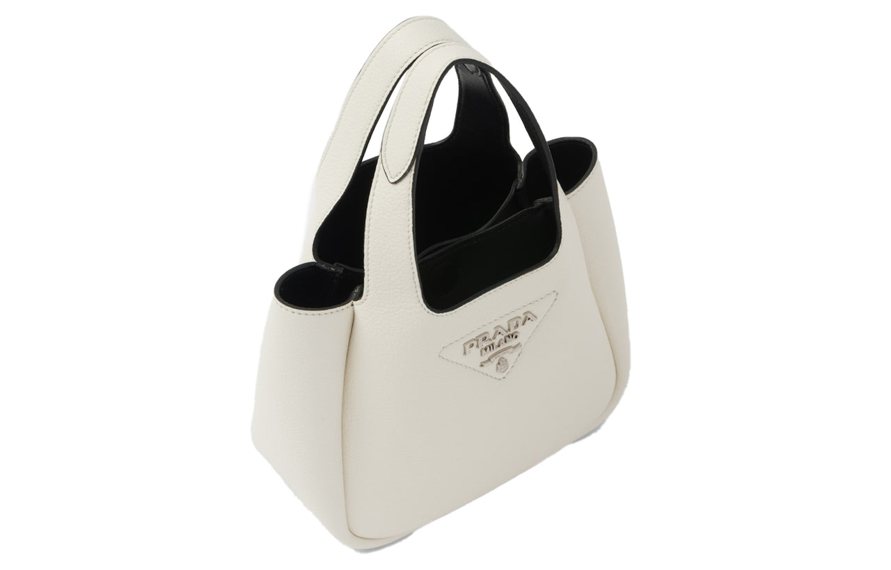 PRADA Leather Basket Bag Handbag Women's White
