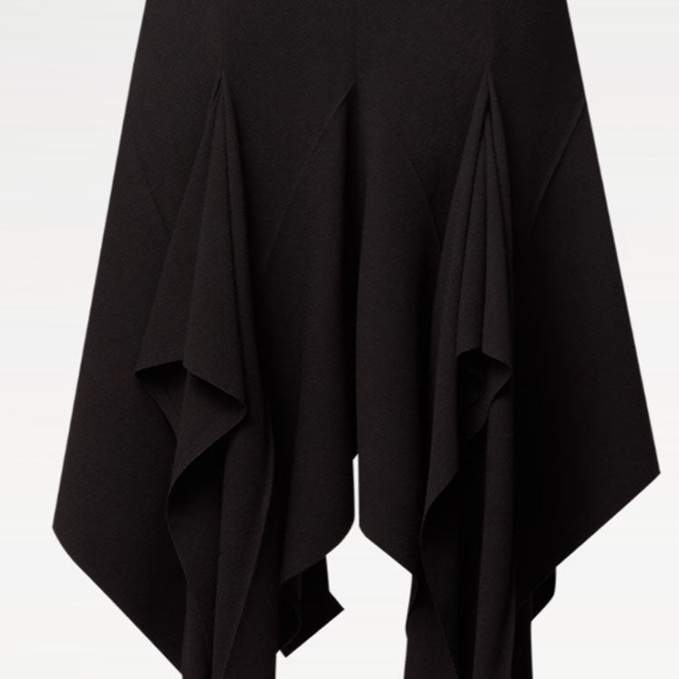 LOUIS VUITTON Wool Crepe Petal Hem Skirt