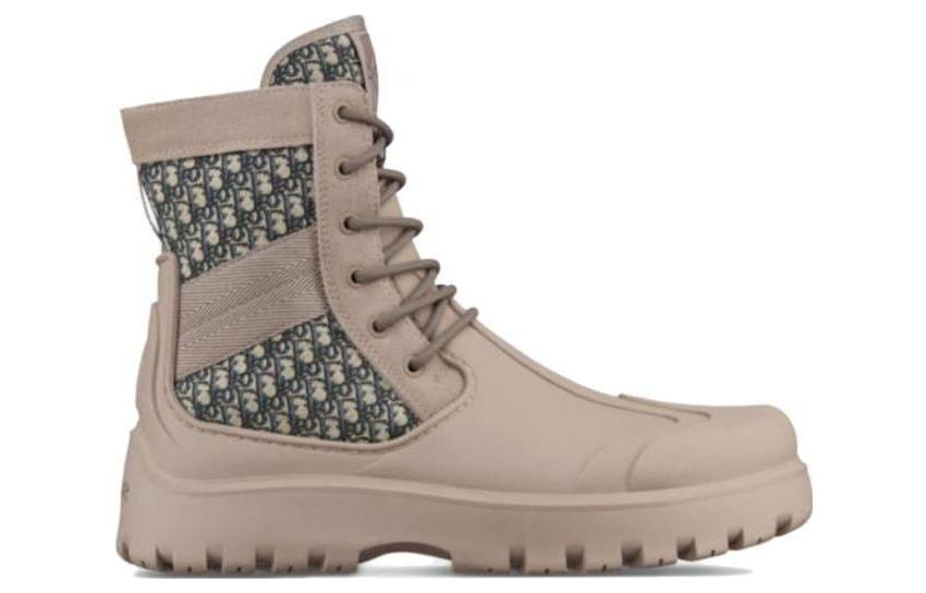 DIOR Garden Lace Up Ankle Boots Brown Rubber