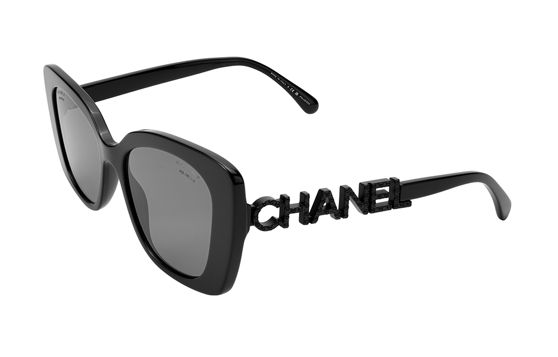 CHANEL Oval Sunglasses Unisex Black/Gray Two-Tone