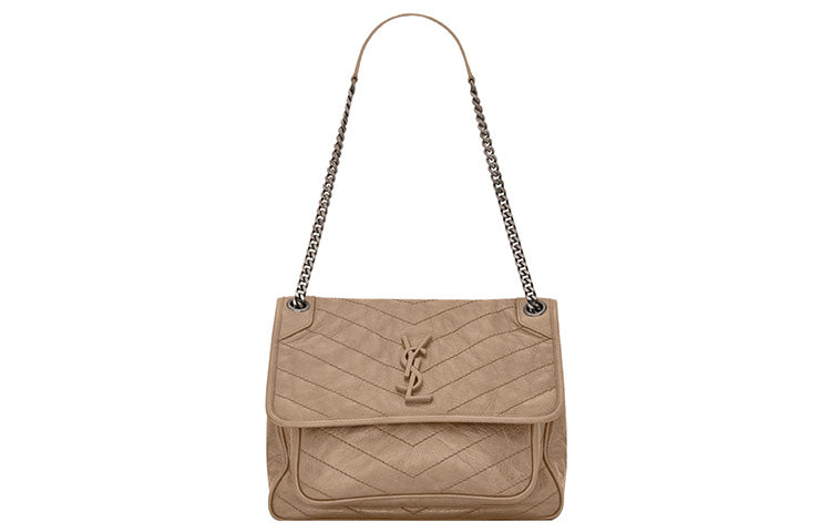 SAINT LAURENT Niki Calfskin Shoulder Bag Medium Size Women's Taupe