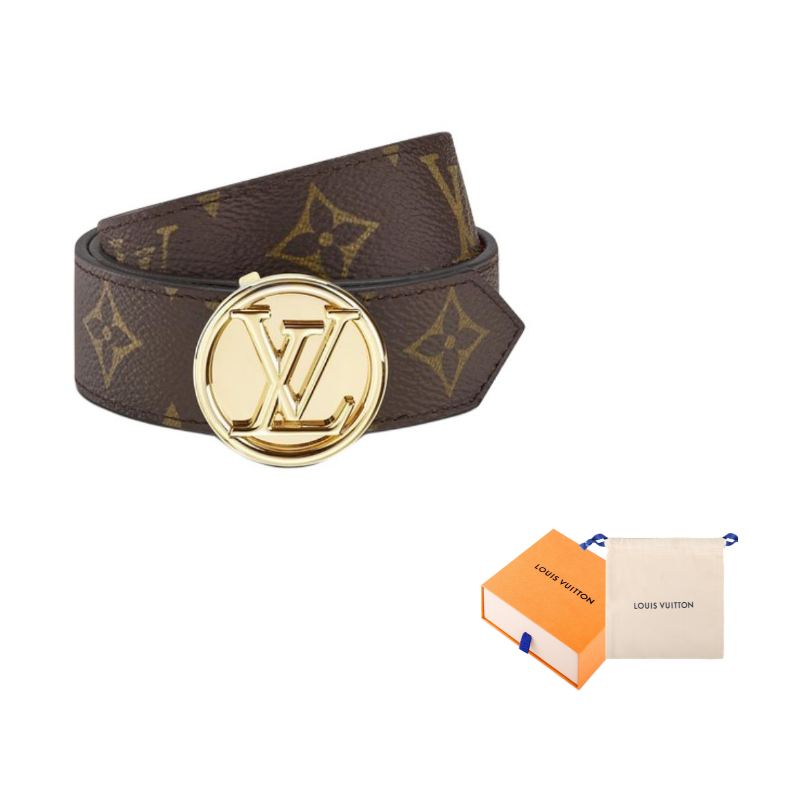 LOUIS VUITTON Calfskin Leather Belts Women's Brown Width: 2.5cm