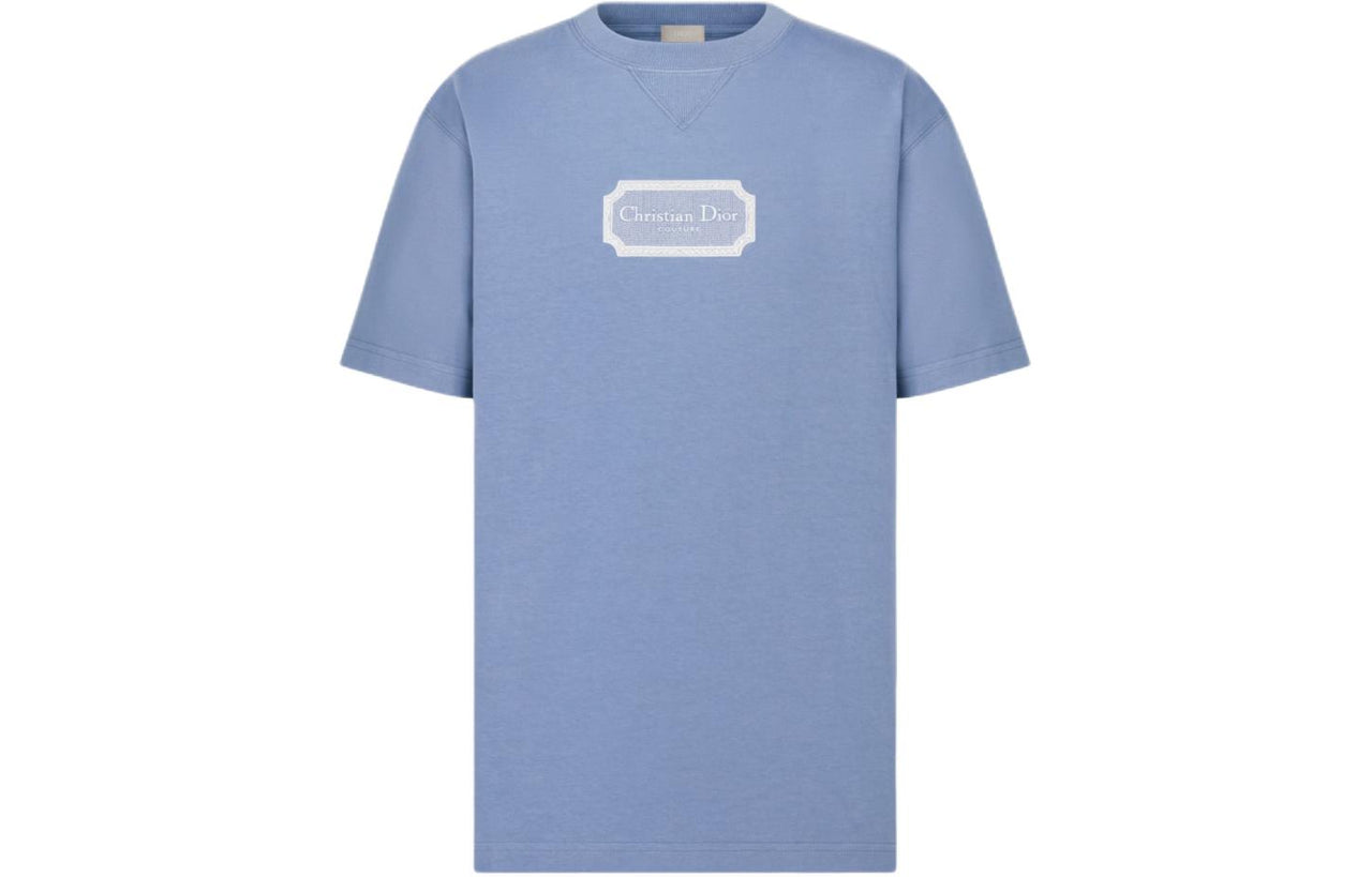 DIOR SS24 Men Letter Embroidery Crew Neck Short Sleeve T-Shirt Blue