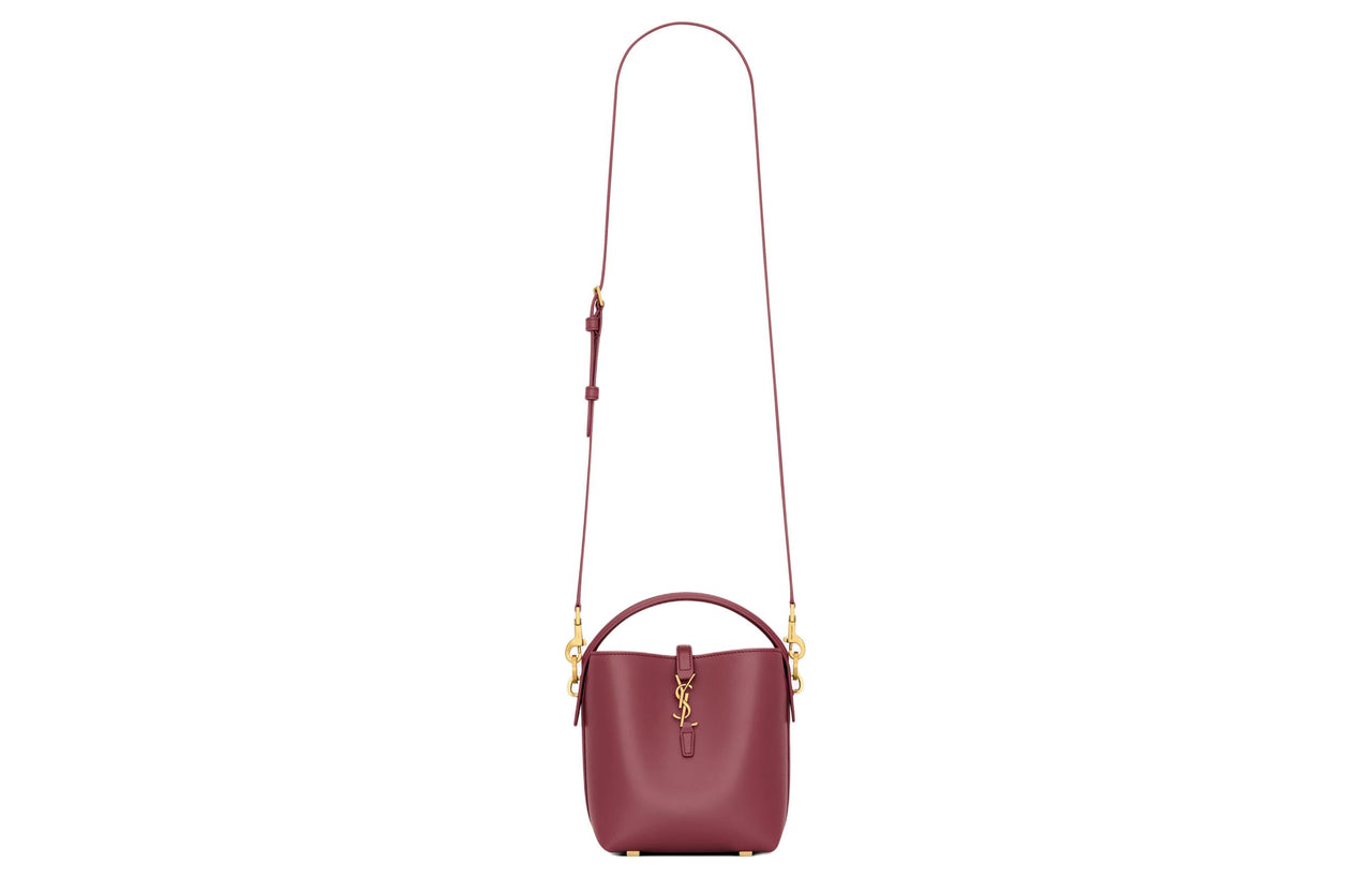 SAINT LAURENT CASSANDRE Cow Leather Bucket Bag, Shoulder Bag, Crossbody Bag Mini Women's Merlot Red