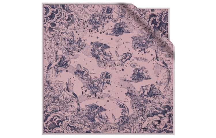DIOR Silk Scarves Women's Pink And Marine Blue