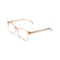 SAINT LAURENT Plate Frame Square Eyeglass Frames Women's Champagne Transparent Pink/Clear