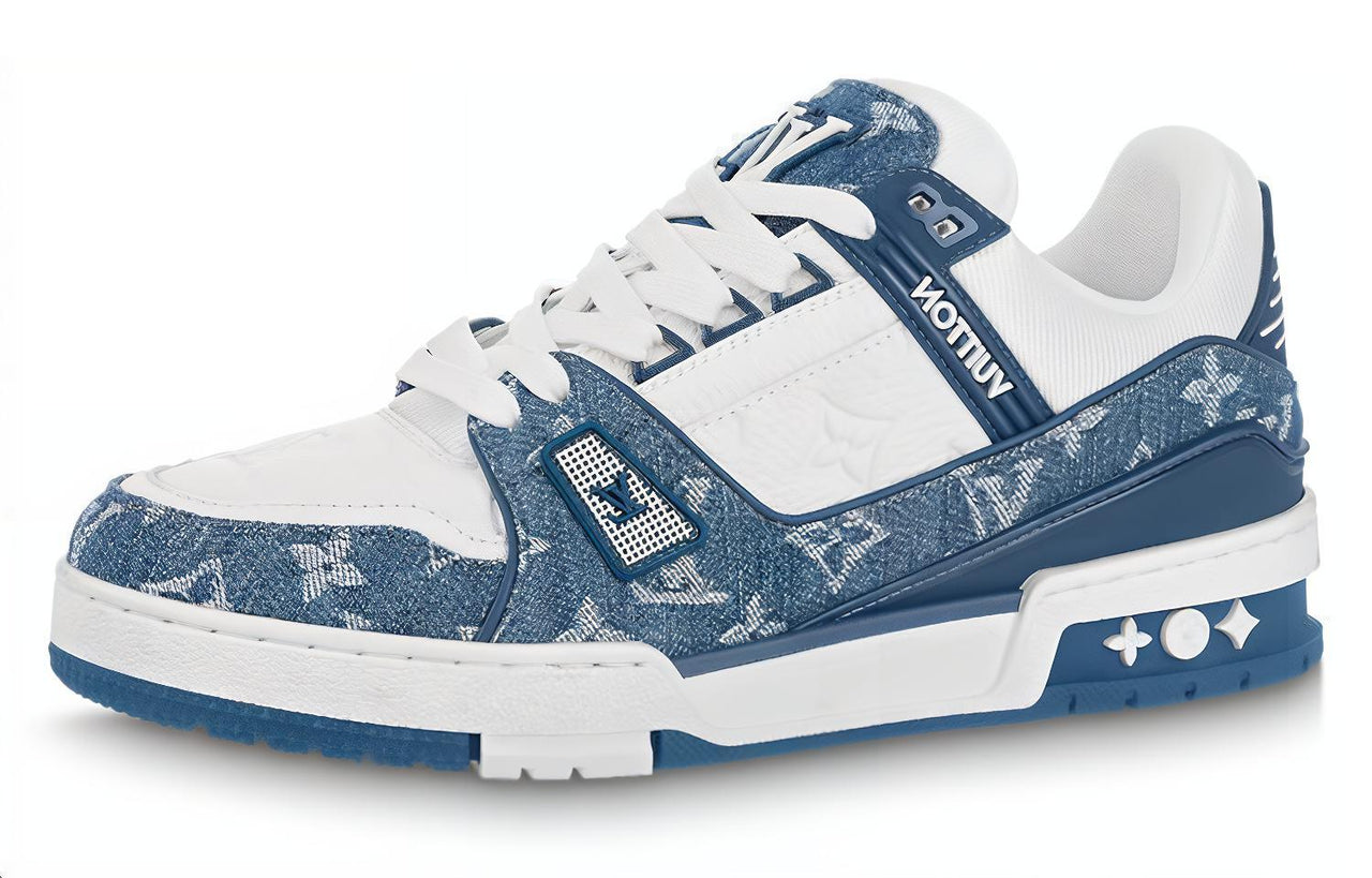 LOUIS VUITTON Lv Trainer Sneakers 'White With Blue Mesh Monogram' Women's