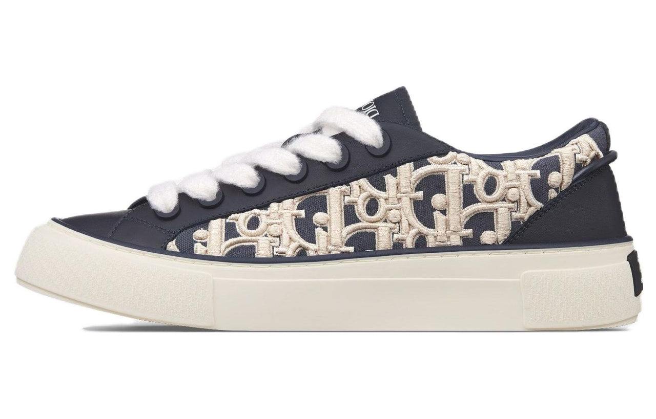 DIOR B33 Sneaker Navy Blue Smooth Calfskin Oblique Raised Embroidery Numbered