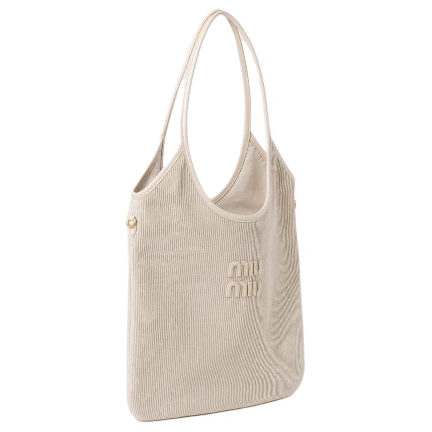 MIU MIU IVY Fabric Tote Bag Shopping Bag Handbag Regular Women's White