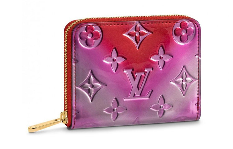 LOUIS VUITTON Zippy Lacquered Finish Calfskin Coin Purse Women's Gradient Pink