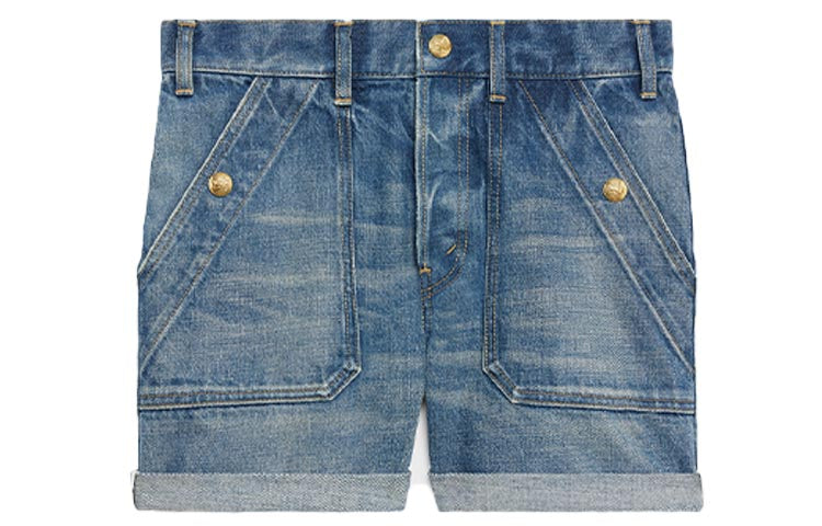 CELINE Denim Shorts Women's Blue