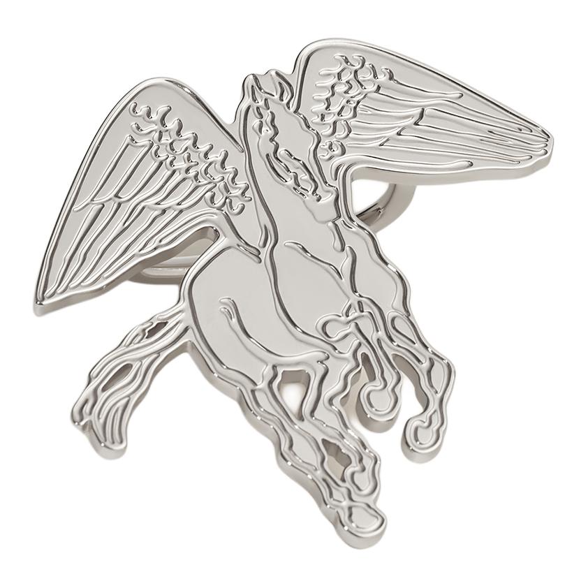 HERMES Palladium-Plated Brass Silk Scarf Clip Unisex Silver