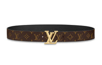 LOUIS VUITTON Logo Letter Embossed Smooth Buckle Cow Leather Metal Canvas Leather Belts Men's Brown Width: 4cm