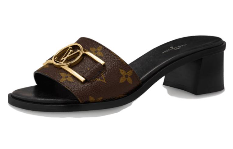 LOUIS VUITTON Lock It Slide Slippers Women's Brown