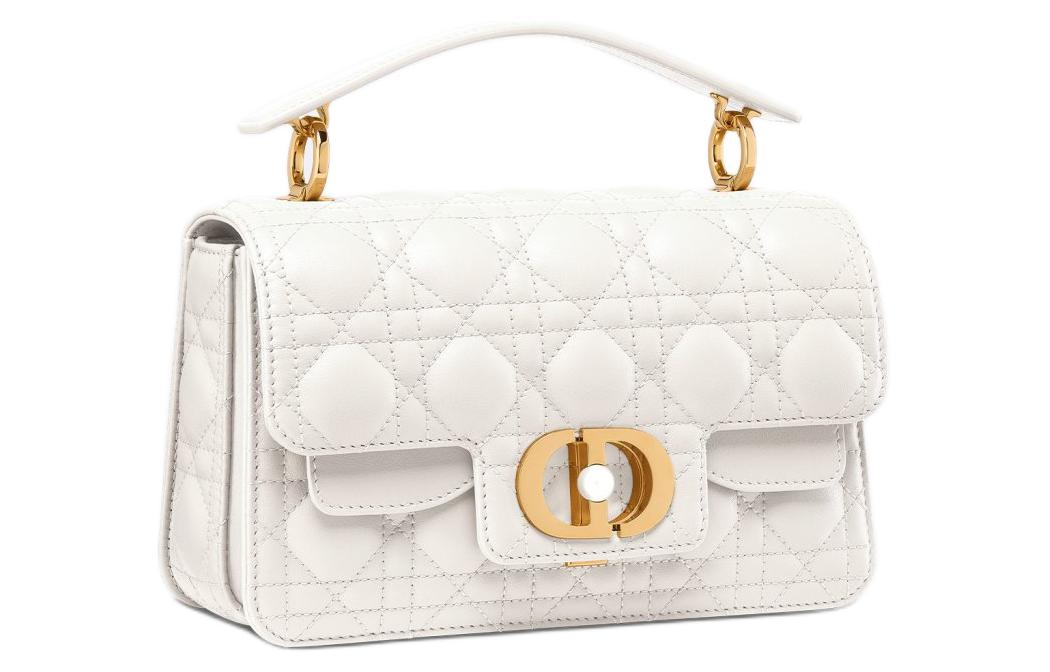 DIOR Cow Leather Shoulder Bag Crossbody Bag Handbag Small Size Women's Milk White