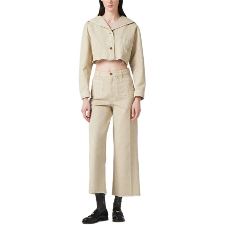 MIU MIU Gabardine Blouson Jacket Jackets Coats Women's Beige