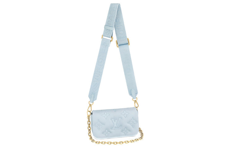 LOUIS VUITTON Wallet On Strap Bubblegram Blue Glacier