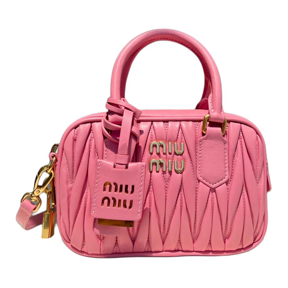 MIU MIU Arcadie Matelassé Nappa Leather Mini Bag Women's Petal Pink