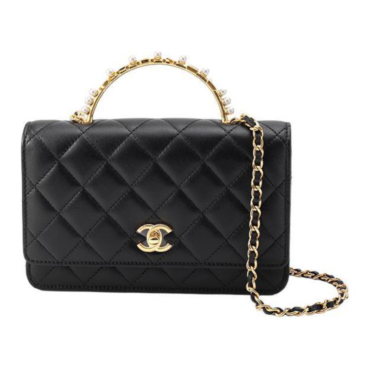 CHANEL WOC Lambskin Shoulder Bag Crossbody Bag Regular Women's Black