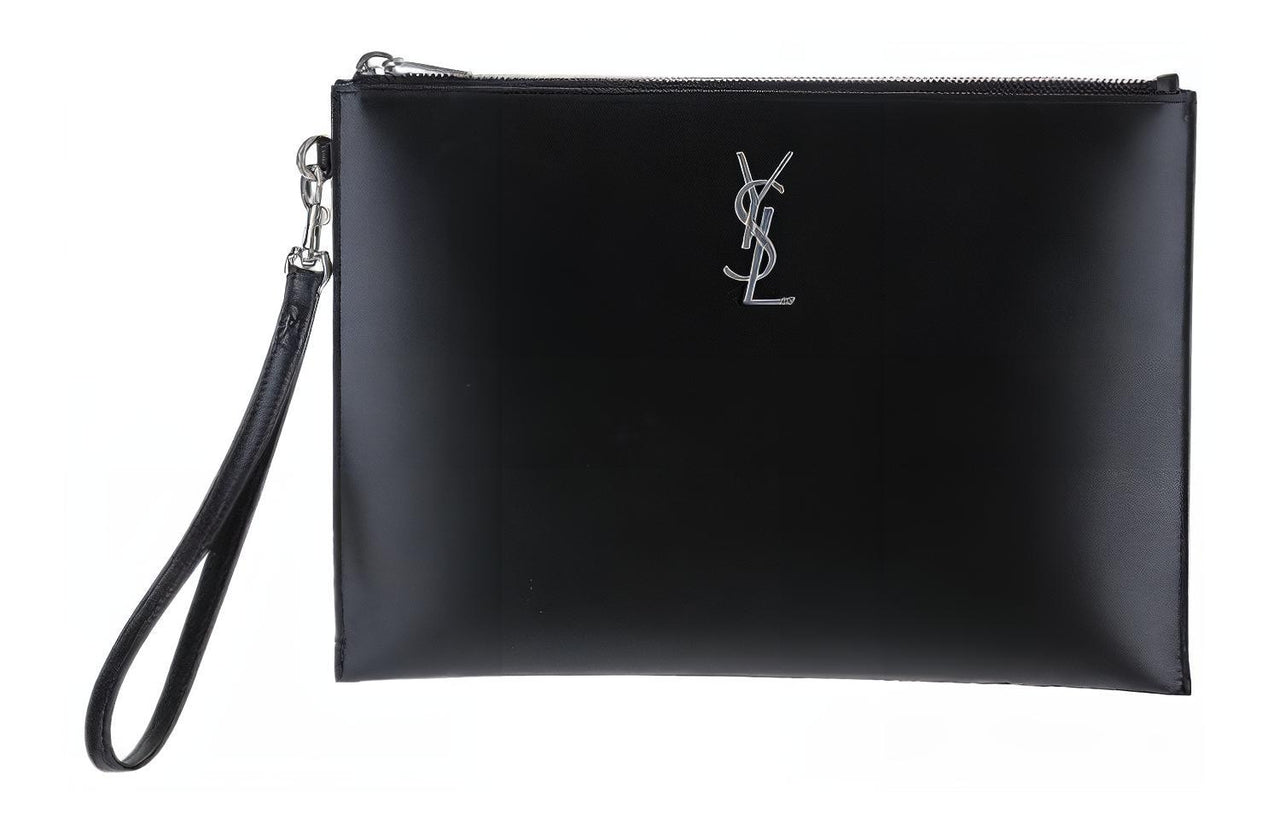 SAINT LAURENT Cow Leather Clutch Men's Black