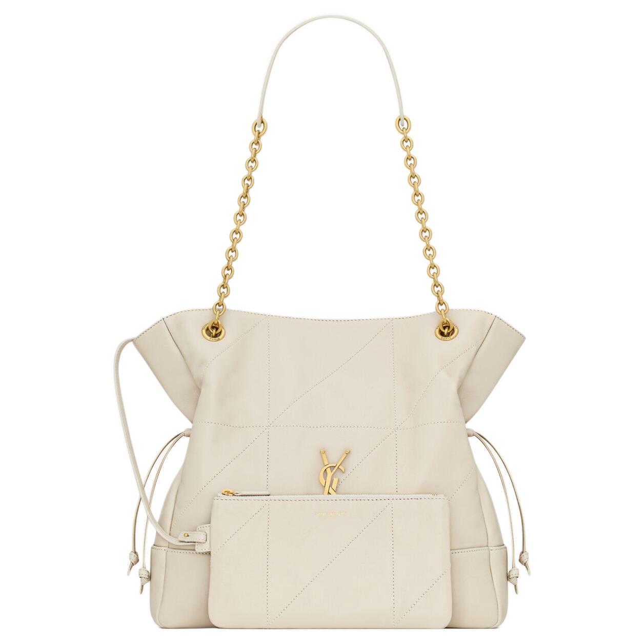SAINT LAURENT Jamie Sheepskin Tote Bag, Shopping Bag, Handbag, Shoulder Bag Trumpets Women's Vintage White