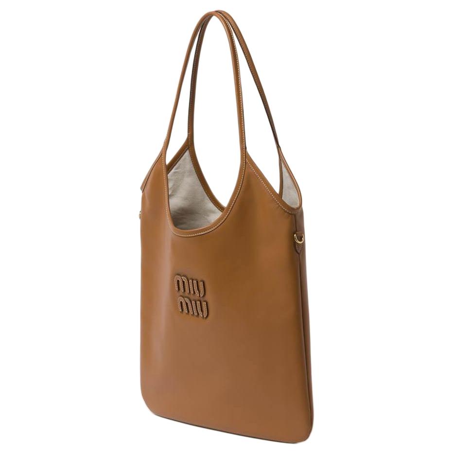 MIU MIU Leather Tote Bag, Shopping Bag, Handbag Women's Cognac