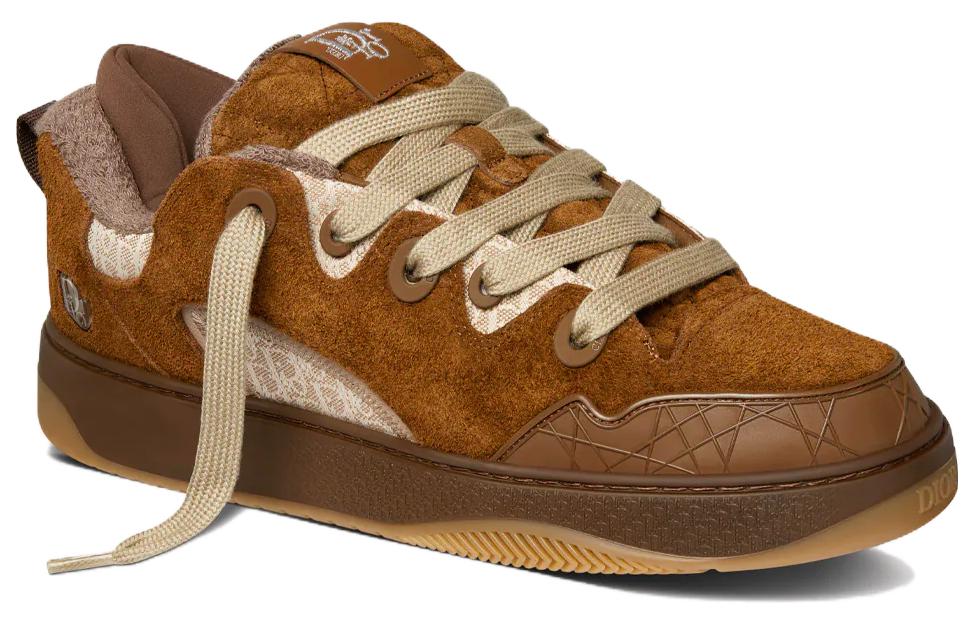 DIOR B9S Skater Erl Brown Suede With Brown And Beige DIOR Oblique Jacquard