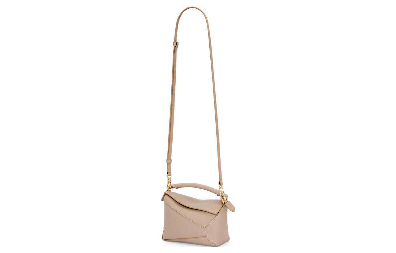 LOEWE Puzzle Soft Grained Calfskin Shoulder Bag Crossbody Bag Handbag Mini Women's Sand