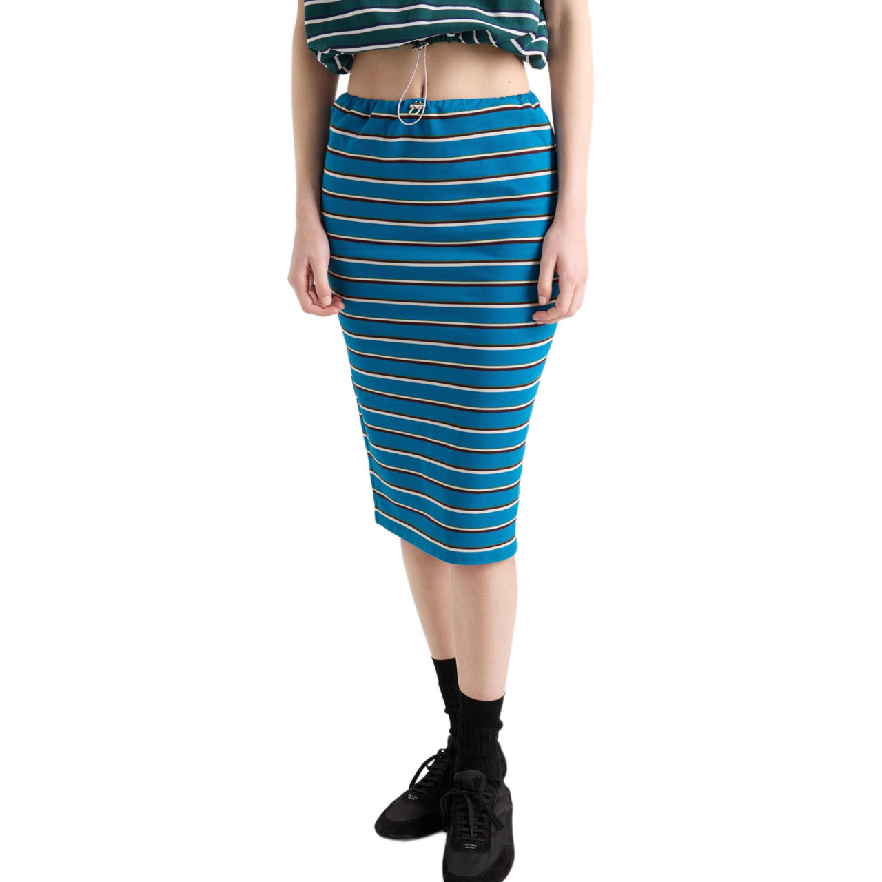 PRADA Striped Midi Skirt