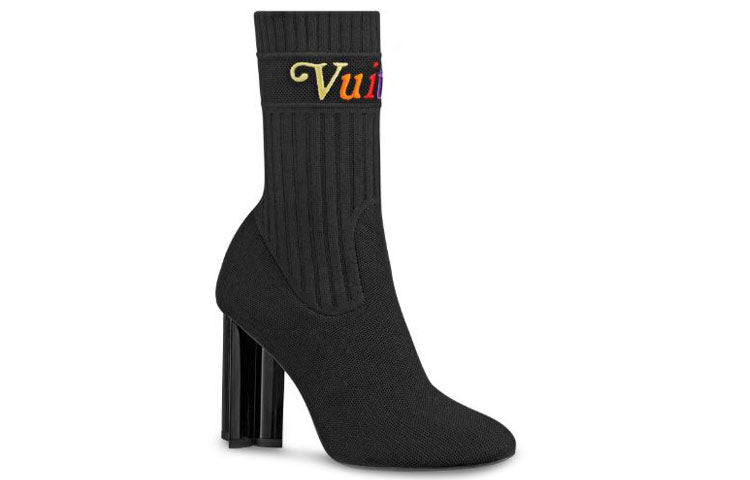 LOUIS VUITTON Silhouette Cloth Ankle Boots 'Black' Women's