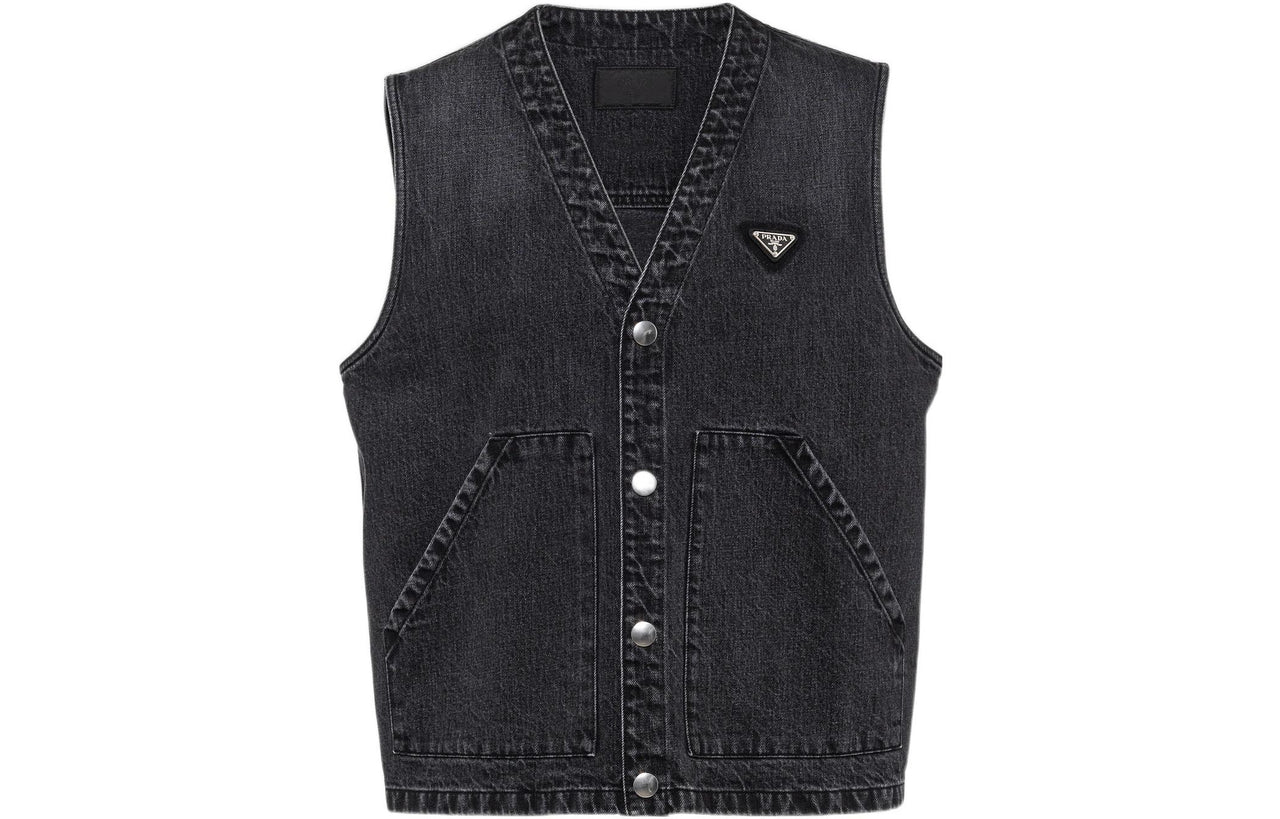 PRADA Triangle-logo Denim Vest