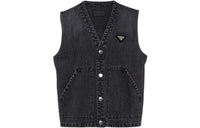 PRADA Triangle-logo Denim Vest