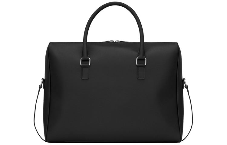 SAINT LAURENT Calfskin Leather Portable Briefcase Men's Black
