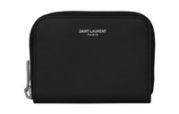 SAINT LAURENT Embossed Calfskin Coin Purse Small Size Men's Black