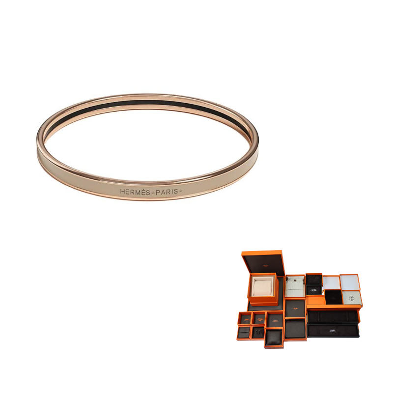 HERMES Enamel Bangles Women's Light Umber/Rose Gold