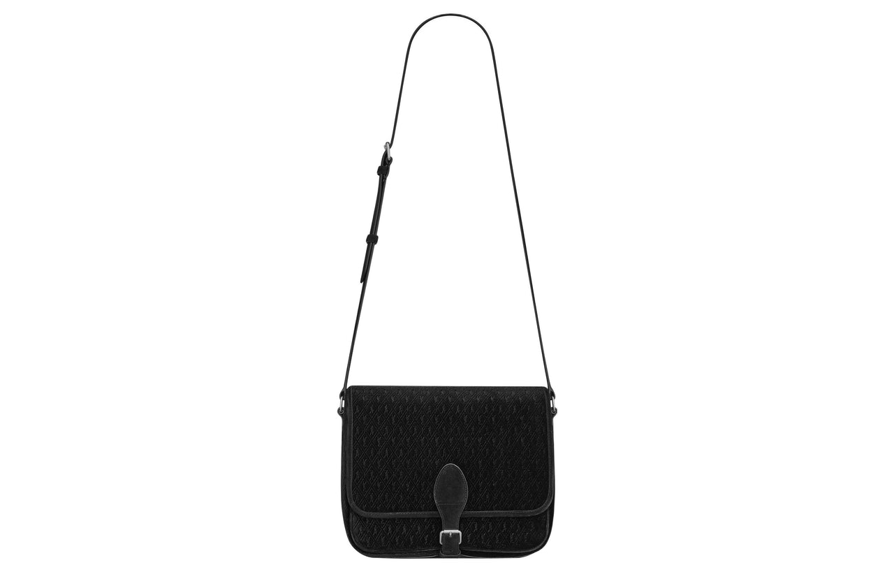 SAINT LAURENT Velvet With Lambskin Crossbody Bag, Shoulder Bag Medium Size Men's Black