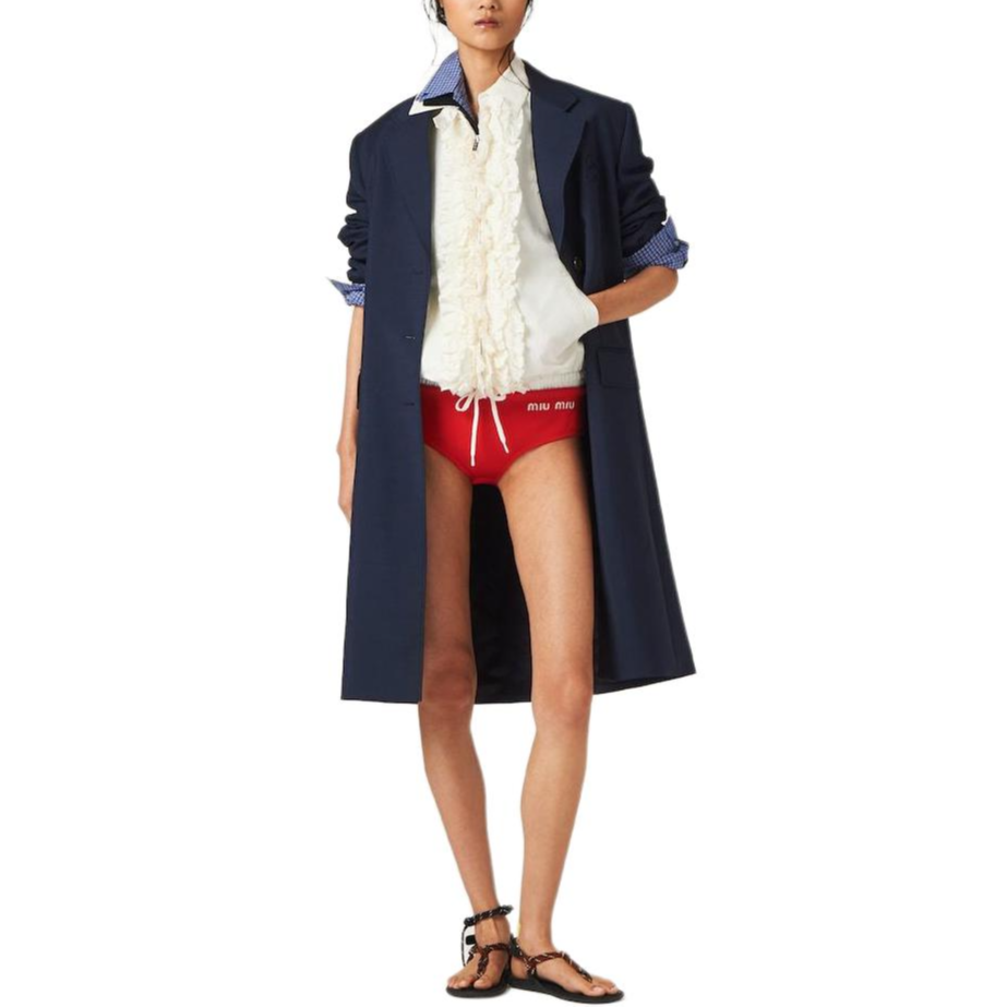 MIU MIU Washed Slubbed Canvas Blouson Jacket Jackets & Coats Women's Beige