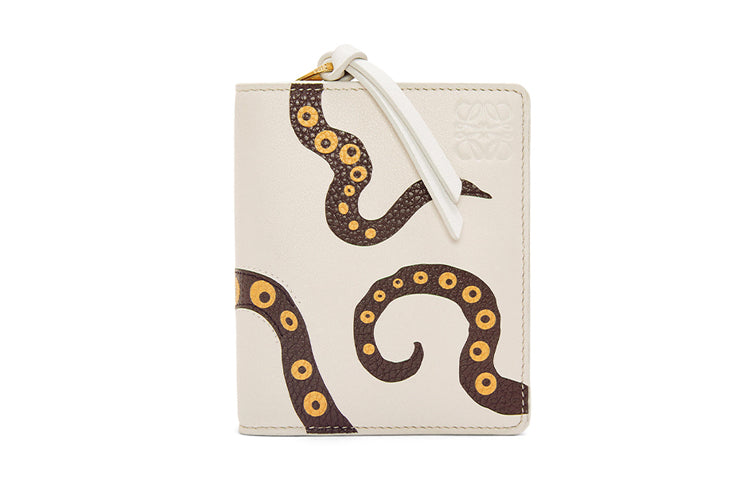 LOEWE Cow Leather Card Holder Wallet Women's White