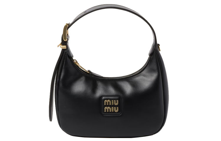 MIU MIU Leather Hobo Bag, Handbag, Shoulder Bag Women's Black