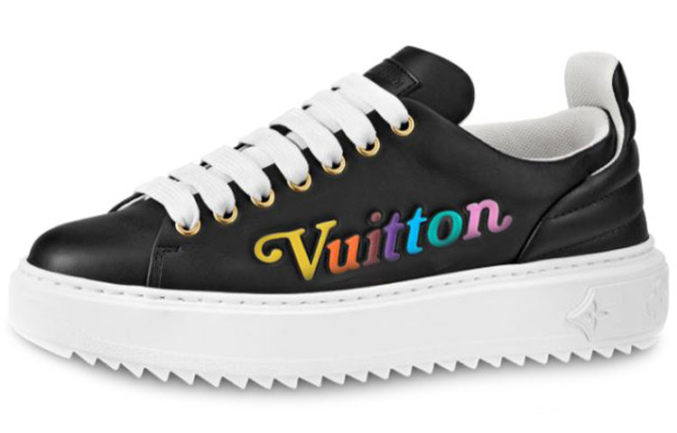 LOUIS VUITTON Lv Time Out Vuitton Calfskin Sports Shoes Black Women's