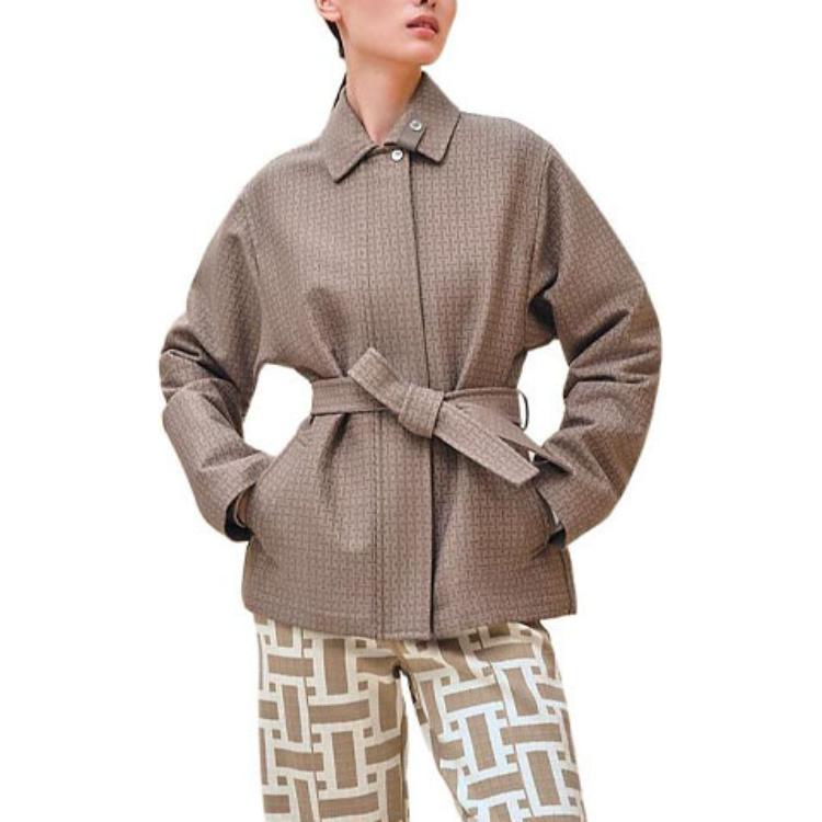 HERMES Coats Women's Elephant Gray