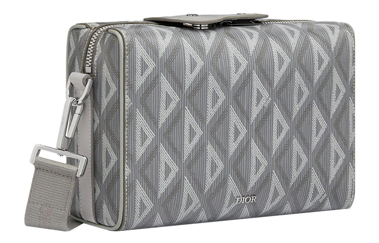 DIOR Smooth Cow Leather Messenger Bag, Handbag, Shoulder Bag, Crossbody Bag Trumpets Men's Gray