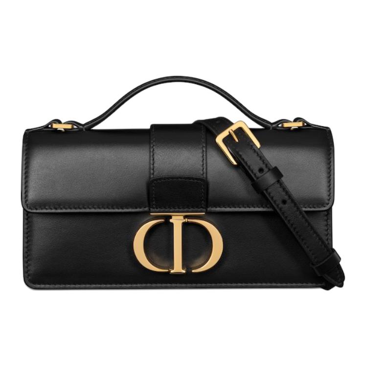 DIOR Smooth Cow Leather Handbag Shoulder Bag Crossbody Bag Mini Women's Black