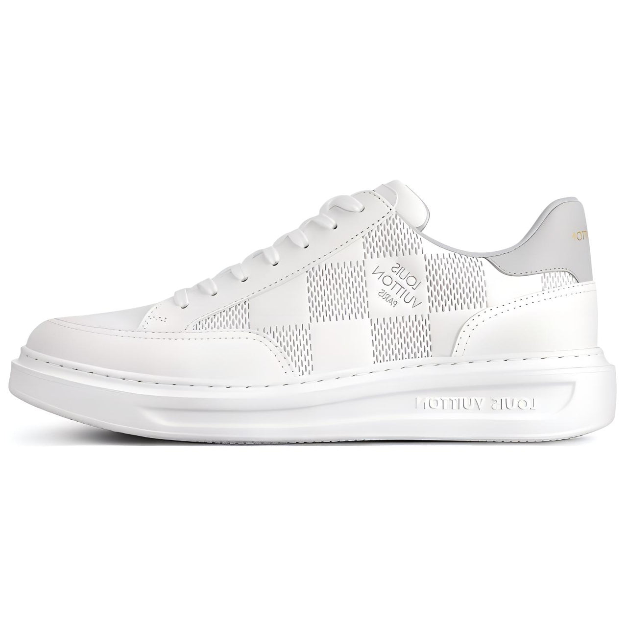 LOUIS VUITTON Low-Top Skateboard Shoes Men's White Gray