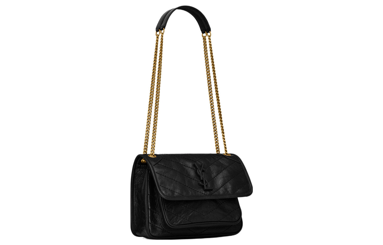 SAINT LAURENT Cow Leather Hobo Bag, Portable Crossbody Bag, Shoulder Bag Women's Black