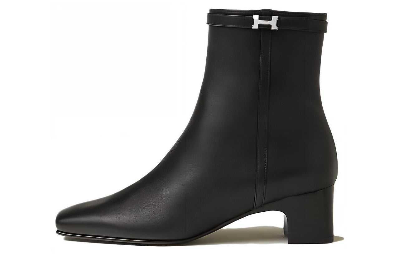 HERMES Hommage Ankle Boots 5cm Women's Black