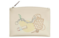 HERMES Bazar Vide Ton Sac Calfskin Clutch Women's Cream White