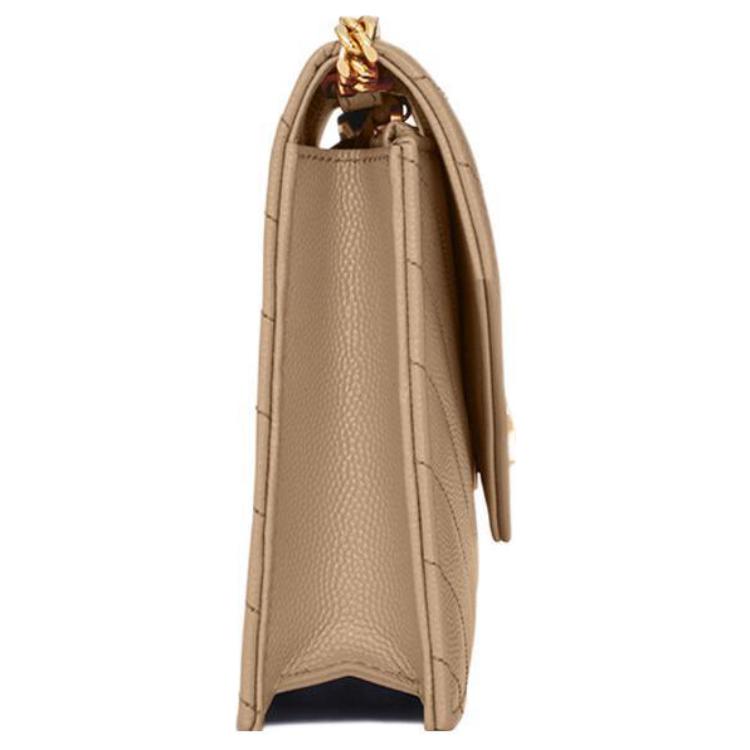 SAINT LAURENT Leather Chain Wallet, Crossbody Bag, Shoulder Bag Women's Dark Beige