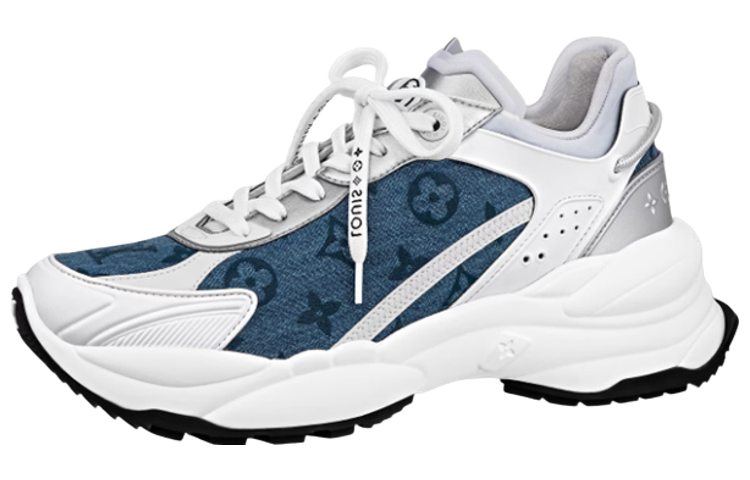 LOUIS VUITTON Run 55 Sneakers 'Denim Monogram Silver' Women's